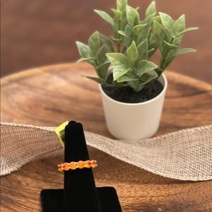 Simulated Orange Stone 925 Ring